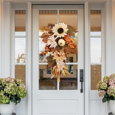 Swag mural artificiel pour porte d'entrée, récolte d'automne, avec feuilles