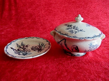 DINETTE FAIENCE CHOOSES THE KING 1920 - BIRD DECOR - SOUP BOWL AND PLATE