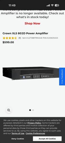 Crown xls 802d channel - 2-channel, power