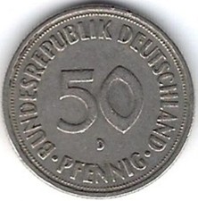 Pièce 50 Pfennig 1950 D – Bundesrepublik Deutschland – Allemagne RFA – REF 5294