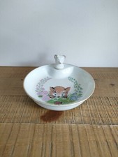 Assiette À Bouillie Chauffante Chat En Porcelaine De Limoges - Vintage 