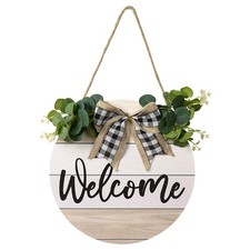 Panneau de Bienvenue pour Porte D'Entrée, Guirlande D' de Feuilles Vert Vif4248