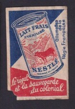 Antique Match Label France BN17963 Fresh Milk Nestlé