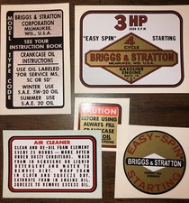 Briggs & Stratton Minibike label 3-hp old school, Set of 5