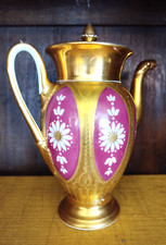 VERSEUSE Theiere PORCELAINE de PARIS XIXe Style EMPIRE Rose Floral 9MAG 16/04