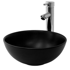 Lavabo noir mat céramique vasque à poser évier lave-mains Ø 320 x 135 mm