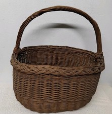 Ancien Panier En Osier  Avec Anse Vintage (Réf : Hang )
