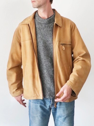 Blouson cuir couleur camel - en,
