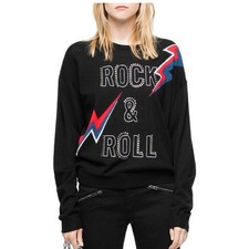 Zadig & Voltaire Womens Kansas Bis Merino Wool Sweater Rock & Roll Black S