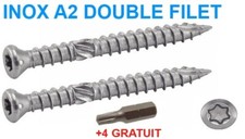 1600 x Vis 5x50mm inox A2 Double Filet Terrasse Bois Dur + 4 Embouts GRATUIT