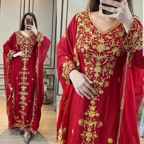 Robe longue caftan - , rouge