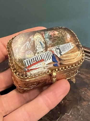 Boite verre 1900 laiton - boite, doré