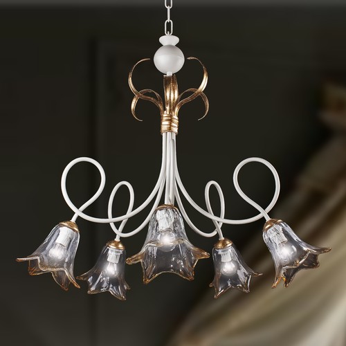 Lustre fer forgé ivoire - forgé,