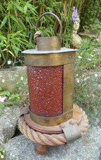 Audoux twink style marine atmosphere lamp tripod brass rope wood 1950.30cm