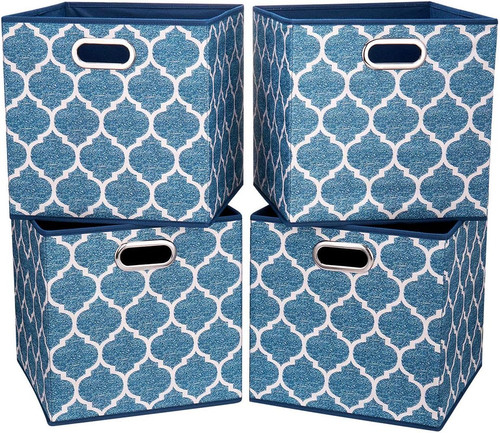 Navy blue fabric storage bins - storage,