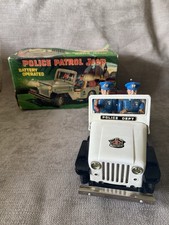 Vintage Nomura  Tin Plate Police Patrol Jeep W/ Original Box Non Working