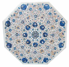 91.4cm x Marbre Centre Table Demi Précieux Pierres Lapis Incrustation Art Décor