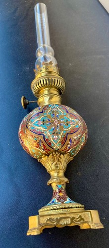 Lampe pétrole bronze et - pétrole, en