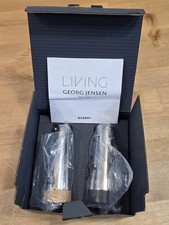 Georg Jensen Salt & Pepper Set Stainless Steel & Oak New Open Box