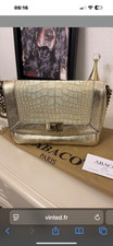 sac Abaco cuir dore 18x13 avec chaine cuir python à l’avavt