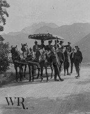 1910 - horse-drawn carriage - Pyrenees? - GLASS PLATE - 9X12cm RARE!