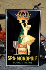 Très grande PLAQUE EMAILLE SPA MONOPOLE source reine ++ 1 mètre * 60 cm ++