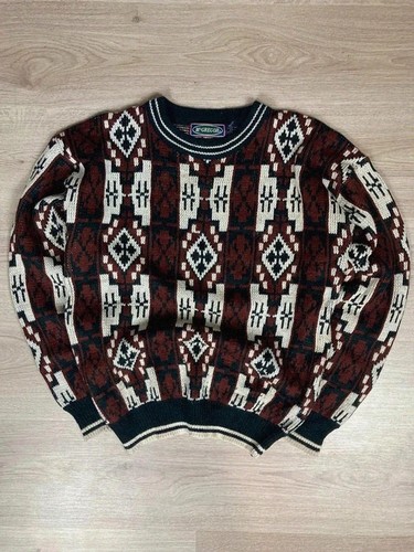 Pull vintage maille motifs - à,