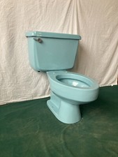 Vtg Mid Century Regency Blue Porcelain Toilet Standard Elongated Bowl 430-24E