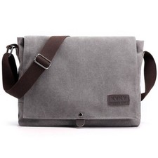 Sac Sacoche besace homme bandoulière vintage en toile pour Voyage Bureau Gris