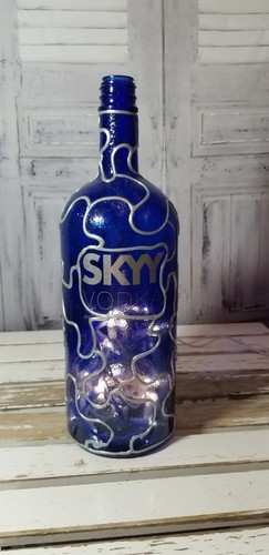 Hand painted wine bottle - painted,