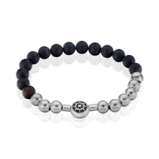 BRACELET  ACIER BOULES NOIRES