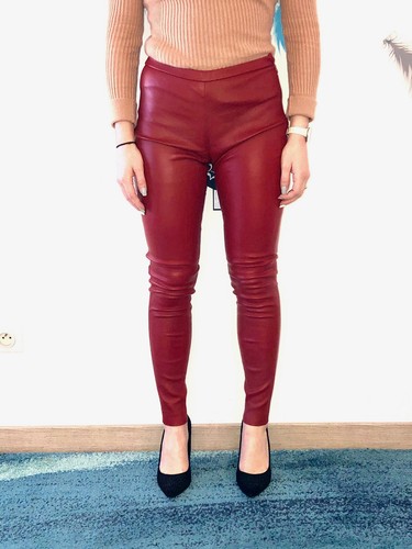 Luxe legging cuir agneau rouge - cuir,