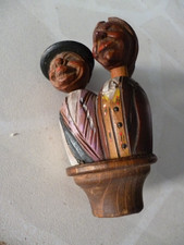bouchon de bouteille bois sculte couple articules ancien