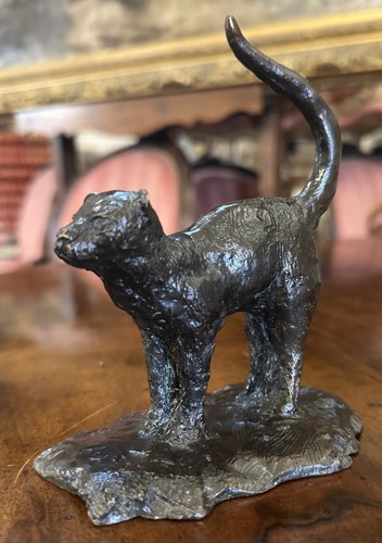 Sculpture bronze chat - sculpture, jean