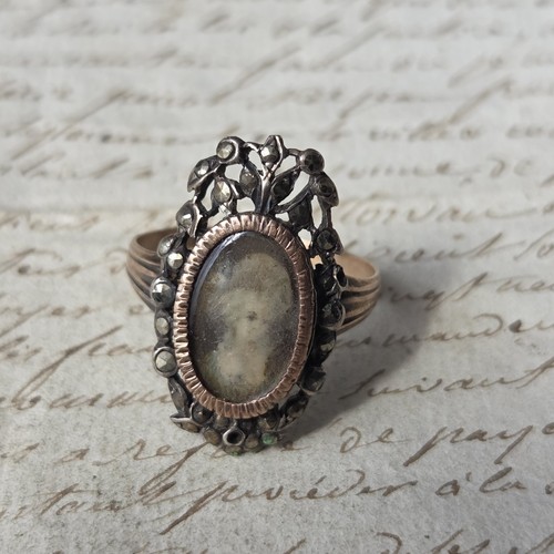 Bague xviiiè miniature peinte - miniature,