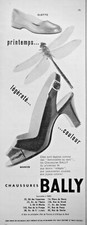 1953 BALLY PRESS AD WOMEN'S SHOE SPRING MANON ELIETTE DRAGONFLY
