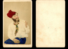 Vintage Albumen Print CDV Pipe Smoker. Albumin Print 