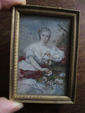 ancienne peinture miniature dans cadre a poser