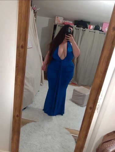 Robe longue bleue décolleté - robe,