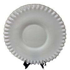 SET OF 2 VTG Fenton Silver Crest Milk Glass Ruffled Edges  Plates 10 1/2''