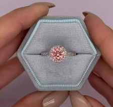 Bague halo diamant rose taille