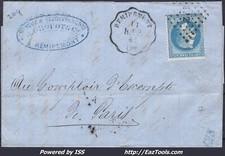 FRANCE N°29B SUR LETTRE CACHET CONVOYEUR DE STATION REMIREMONT LIGNE 209 R.EP.