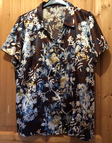 Chemise satin fleuri - satin, marron