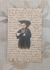 Carte Postale Ancienne Fantaisie Religieuse Garçon en Tenue Ecclesiastique 1900