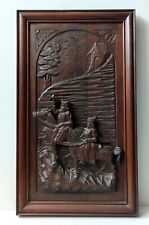 DECORATIVE WALL PANEL SOLID OAK SCENE SCULPTURE HIGH EPOCH 19th century