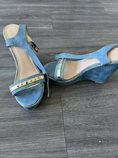 Sandales compensées bleu et dorée pointure 38 neuve fashion été sexy 