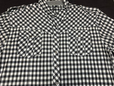 Urbanografy Mens Button Front Short Sleeve Plaid Cotton Logo Shirt 4XL XXXXL