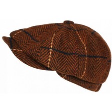 Beret Casquette Gavroche Orange Irlandaise à Chevrons en Laine Gurwal-Taille un