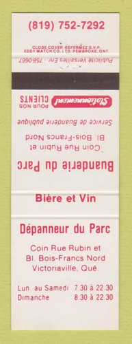 Matchbook cover depanneur - matchbook, du