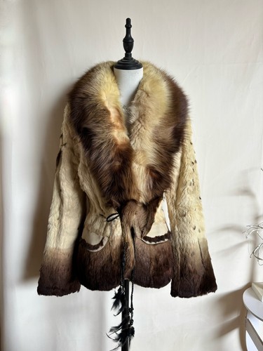 Manteau fourrure crème - manteau,